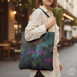 Bolsa Tote Monograma de Pintura Líquida Abstrata em Tons de T