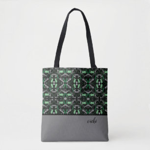 Bolsa Tote Monograma de pintura verde e Cinza