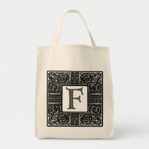 Bolsa Tote Monograma de prata do céltico "F"