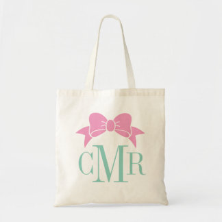 Bolsa Tote Monograma de pré-disquete cor-de-rosa e aqua