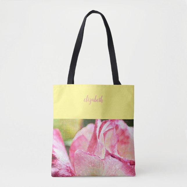 Bolsa Tote Monograma de Rosa Moderna (Frente)