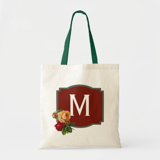 Bolsa Tote Monograma de rosa vermelha (Frente)