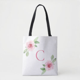 Bolsa Tote Monograma de Rosas Rosa Elegante