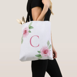 Bolsa Tote Monograma de Rosas Rosa Elegante
