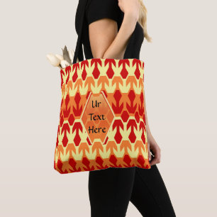 Bolsa Tote Monograma de Seta Amarela e Navio Vermelho