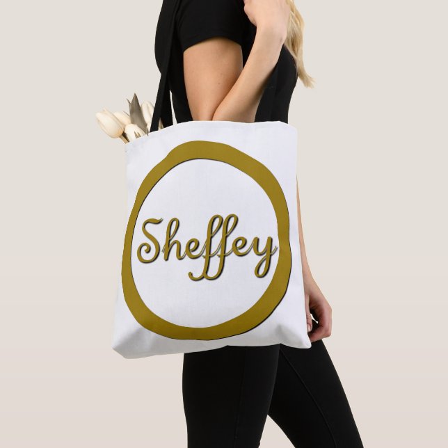 Bolsa Tote Monograma de Sheffey em Dourado (Close Up)