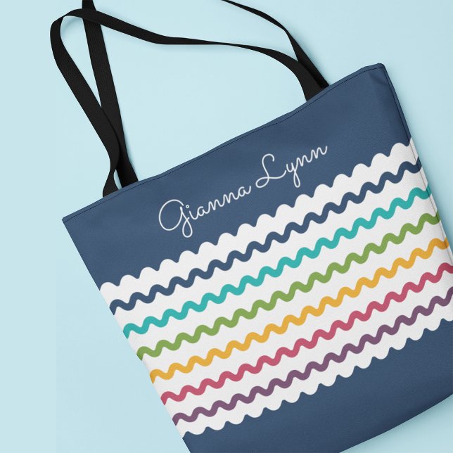 Bolsa Tote Monograma de Stripes Coloridas (Criador carregado)