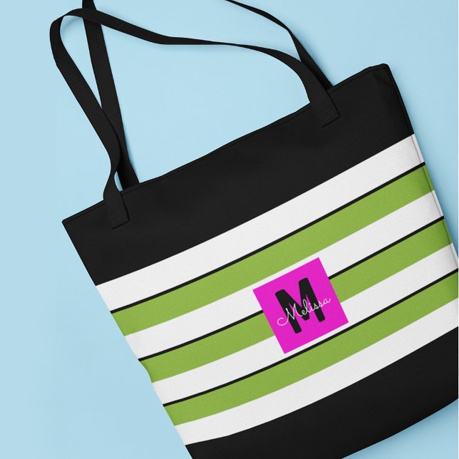 Bolsa Tote Monograma de Stripes Modernas (Criador carregado)