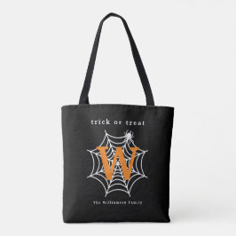 Bolsa Tote Monograma de Teia de Aranha de Halloween para Doce