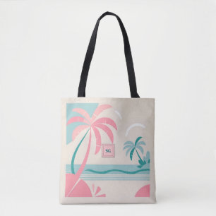 Bolsa Tote Monograma de teia rosa-rosa Elegante Minimalista