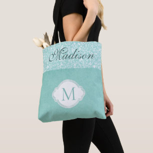 Bolsa Tote Monograma de Tendência de Pastel Floral Branco Ver