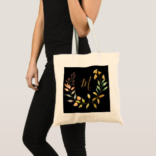 Bolsa Tote Monograma de Terra do Ouvido de Aquarela Elegante