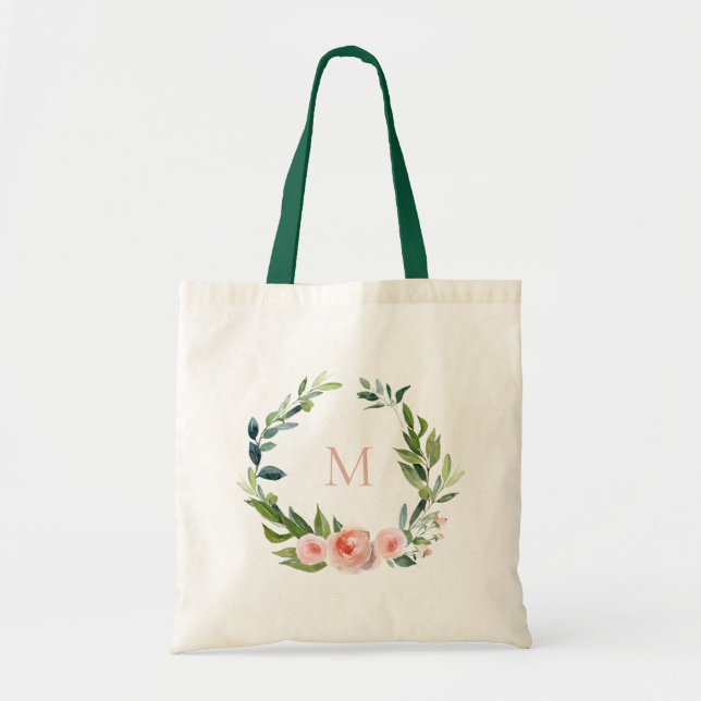 Bolsa Tote Monograma de Terra Floral do rosa Garden (Frente)