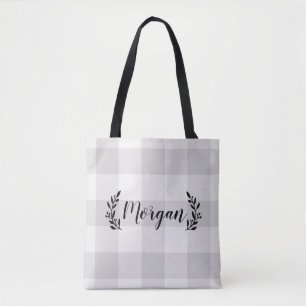 Bolsa Tote Monograma de Verificação de Búfalo de cinza Farm