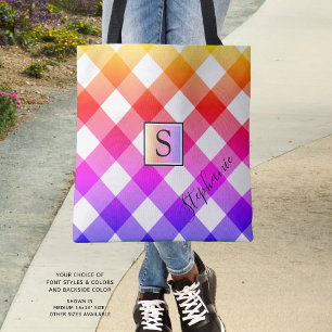 Bolsa Tote Monograma de Xadrez multicolorido brilhante