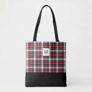 Bolsa Tote Monograma de Xadrez Preta Vermelha