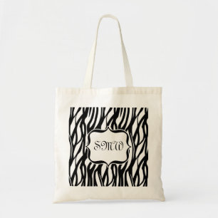 Bolsa Tote Monograma de Zebra Branca/Preta