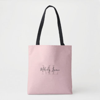 Bolsa Tote Monograma | Design preto e rosa personalizado |