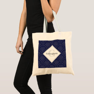 Bolsa Tote Monograma Ditsy Winter Snow Angels Snowmen Art Dec