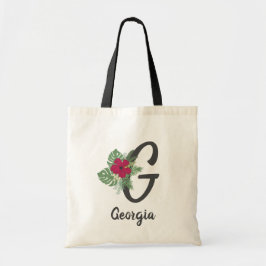 Bolsa Tote Monograma do buquê tropical floral "G"