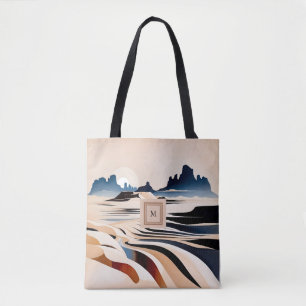 Bolsa Tote Monograma do deserto abstrato moderno do sudoeste