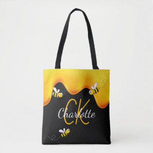 Bolsa Tote Monograma do mel de abelhas pretas