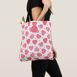 Bolsa Tote Monograma do Namorados de Padrão Vermelho