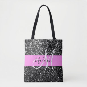 Bolsa Tote Monograma do Nome Minúsculo Minúsculo Glitter Pr