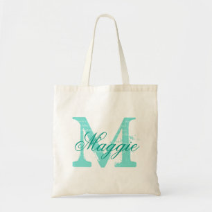 Bolsa Tote Monograma do nome personalizado chic