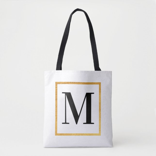 Bolsa Tote Monograma do ouro (Frente)