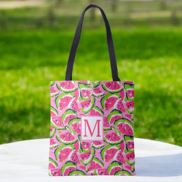 Bolsa Tote Monograma do Padrão das Fatias da Fruta de Melanci