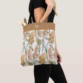 Bolsa Tote Monograma do Padrão de Grama Pampas Verde e Castan