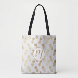 Bolsa Tote Monograma do Padrão do Ananás Dourado
