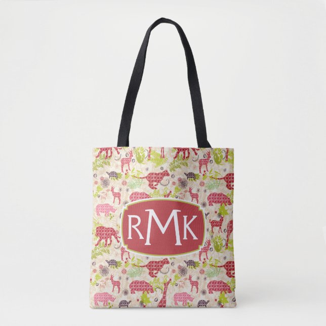 Bolsa Tote Monograma do paraíso | da selva (Frente)
