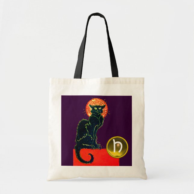 BOLSA TOTE MONOGRAMA DO PARTIDO BLACK CAT HALLOWEEN (Frente)