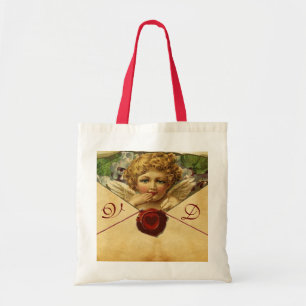Bolsa Tote Monograma do PERGAMINHO do SELO da CERA do CORAÇ