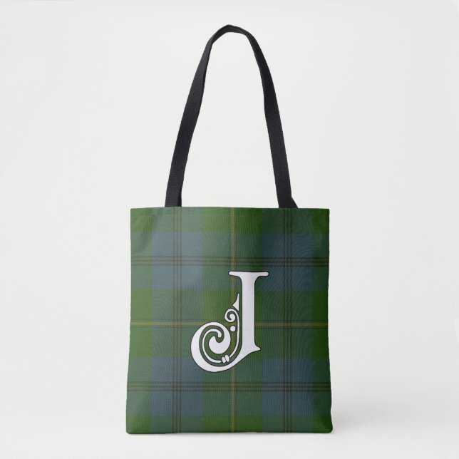 Bolsa Tote Monograma do Tartan do clã de Johnston (Frente)