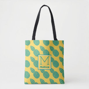 Bolsa Tote Monograma do teste padrão do abacaxi