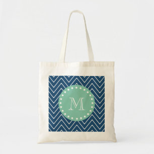 Bolsa Tote Monograma do verde da hortelã do teste padrão