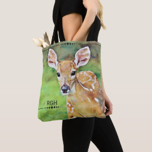 Bolsa Tote Monograma dos trabalhos de arte dos cervos do beb