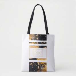 Bolsa Tote Monograma Dourado Azul Escuro