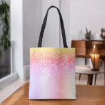 Bolsa Tote Monograma Dourado da Largura Roxa Prosa do Pastel<br><div class="desc">Rainbow Pastel Faux Sparkle e Derrubando Glitter Metálica de Aço Isolado Elegante Monograma Bag. Este Livro Bag pode ser personalizado para incluir seu nome inicial e próprio e ser dado como presente para o Natal,  Doce 16 Aniversário,  Chá de panela ou Casamento.</div>