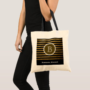 Bolsa Tote monograma dourado preto feito sob encomenda do