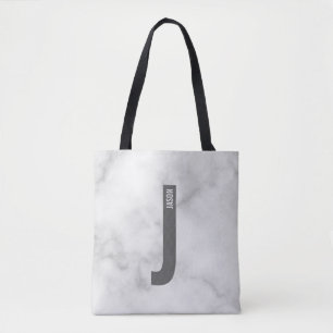 Bolsa Tote Monograma e Nome de Negrito Personalizado Moderno