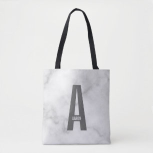 Bolsa Tote Monograma e Nome de Negrito Personalizado Moderno