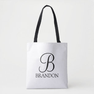 Bolsa Tote Monograma e Nome de Script Personalizado