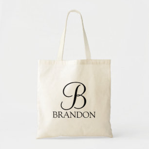 Bolsa Tote Monograma e Nome de Script Personalizado