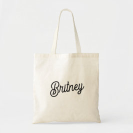Bolsa Tote Monograma e Nome Personalizados de Branco Preto Mo
