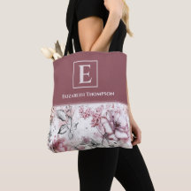 Monograma Elegante, Botânica Floral Púrpura, Rosa