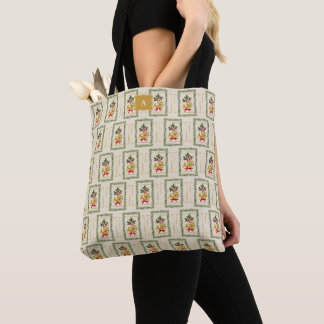 Bolsa Tote Monograma Elegante de Natal em Creme Irlandês com